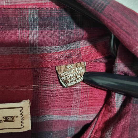 Bit Bridle Pearl Snap Western Shirt Mens Size 2X Red Plaid Long Sleeve Top - Picture 4 of 4